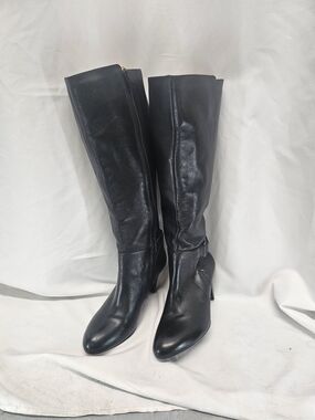 ANTONIO MELANI Black Leather Tall Heeled Boots